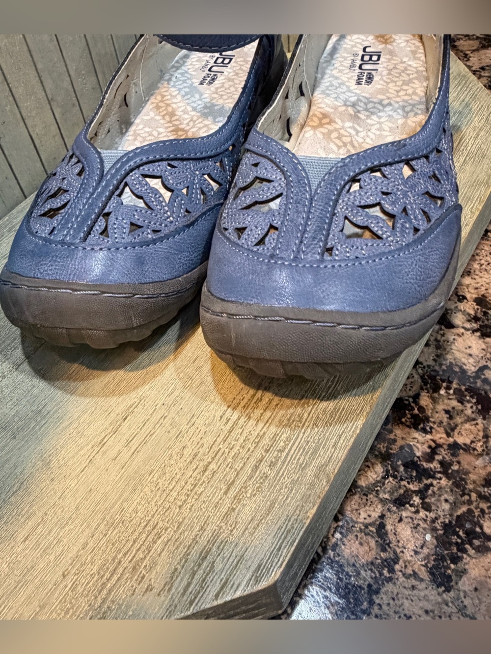 Jambu Cornflower Blue Cutout Mary Jane Flats with Adjustable Strap 9W - Picture 3 of 9